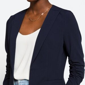 Skies Are Blue Raja collarless Ruched Sleeve blazer